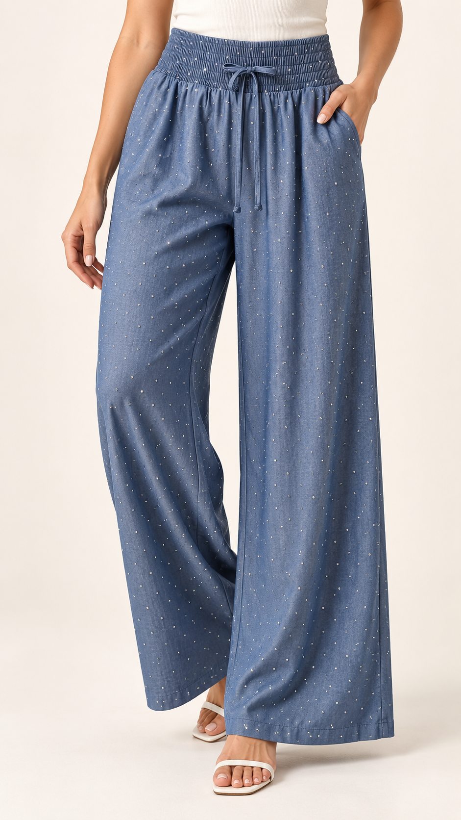 Pantalón Palazzo Cielo con Brillos