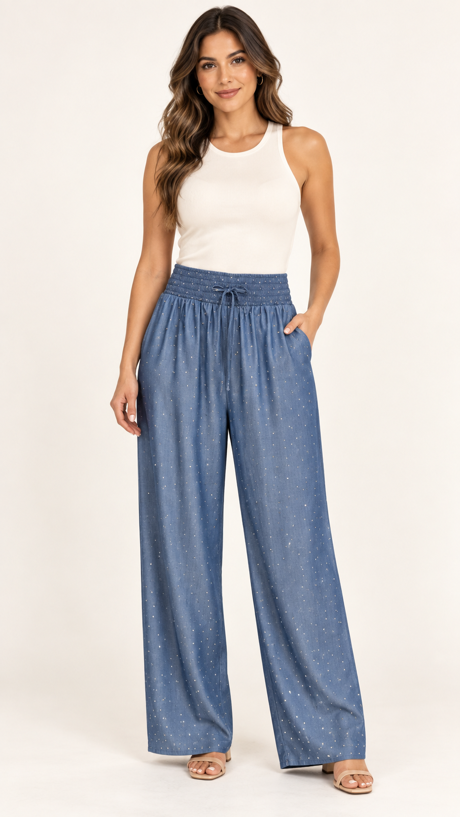 Pantalón Palazzo Cielo con Brillos