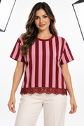 Blusa a Rayas con Encaje