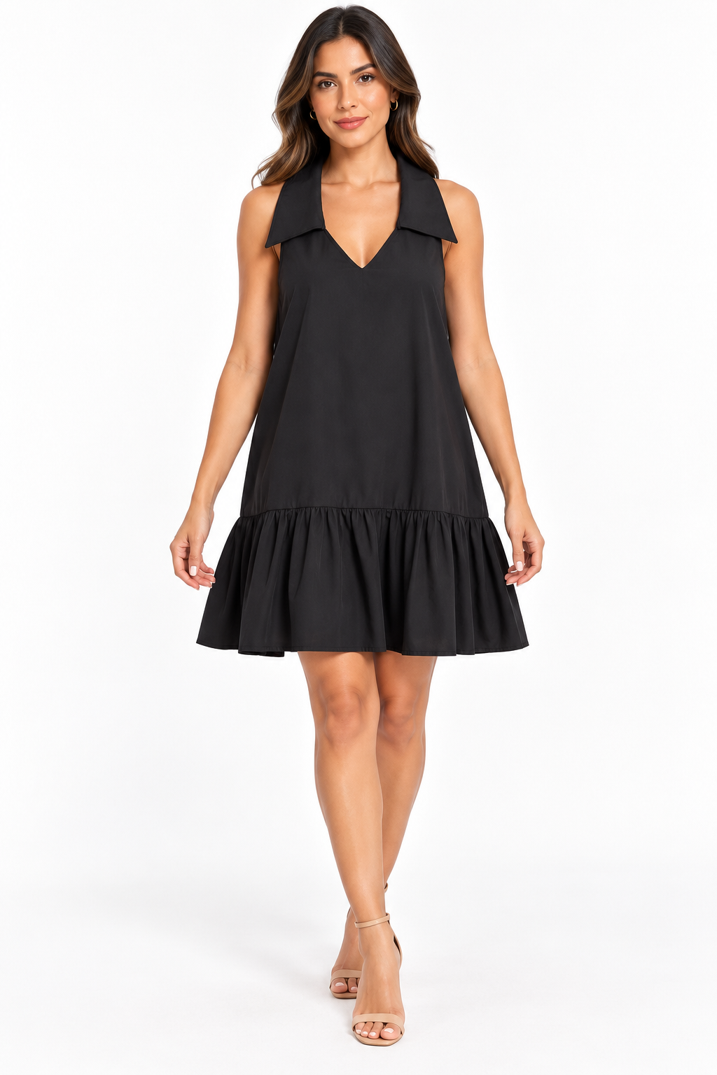 Vestido con Cuello y Golas