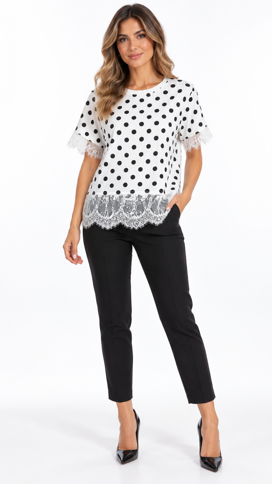 Blusa Colette de Lunares y Encaje