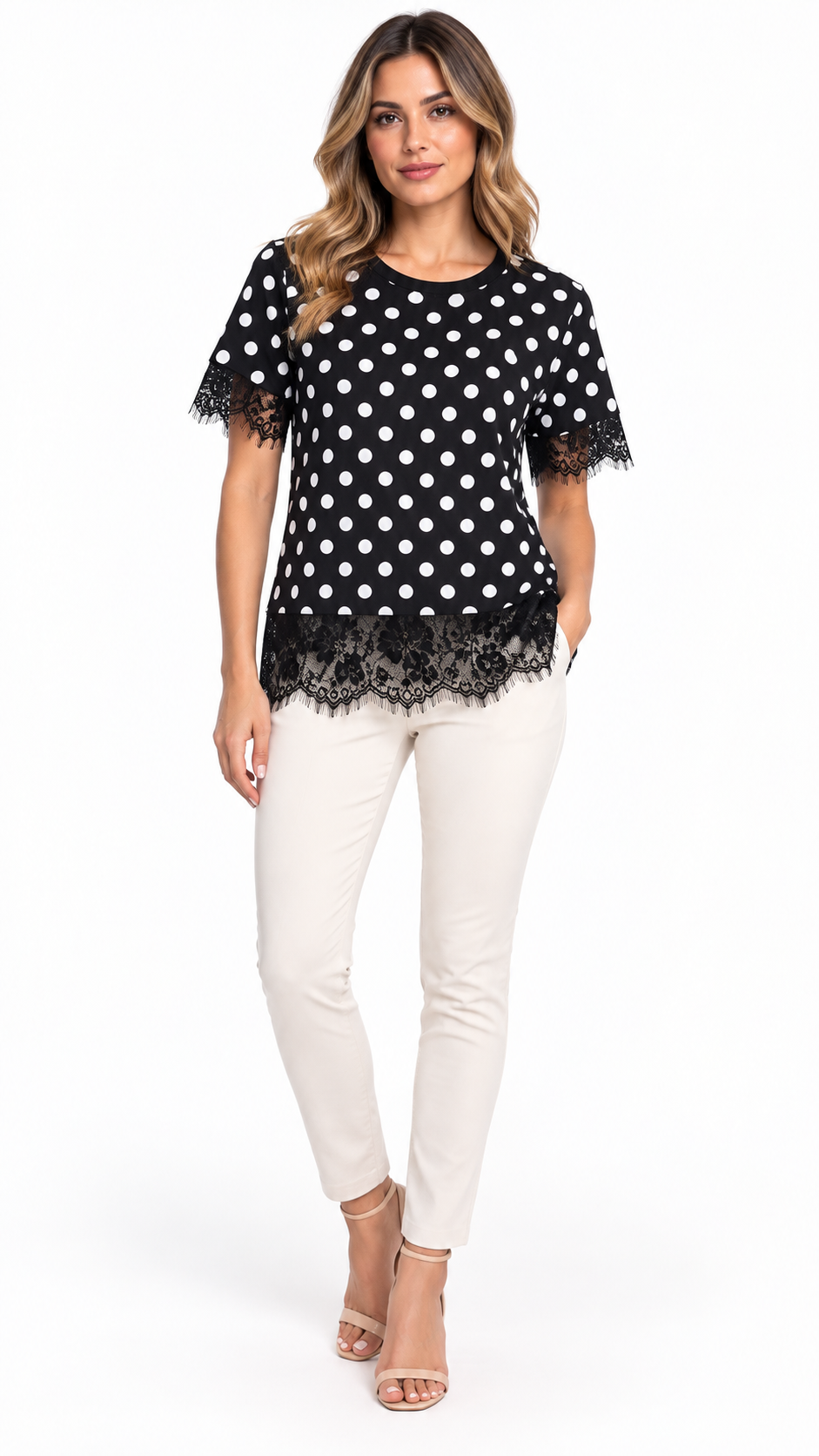 Blusa Colette de Lunares y Encaje