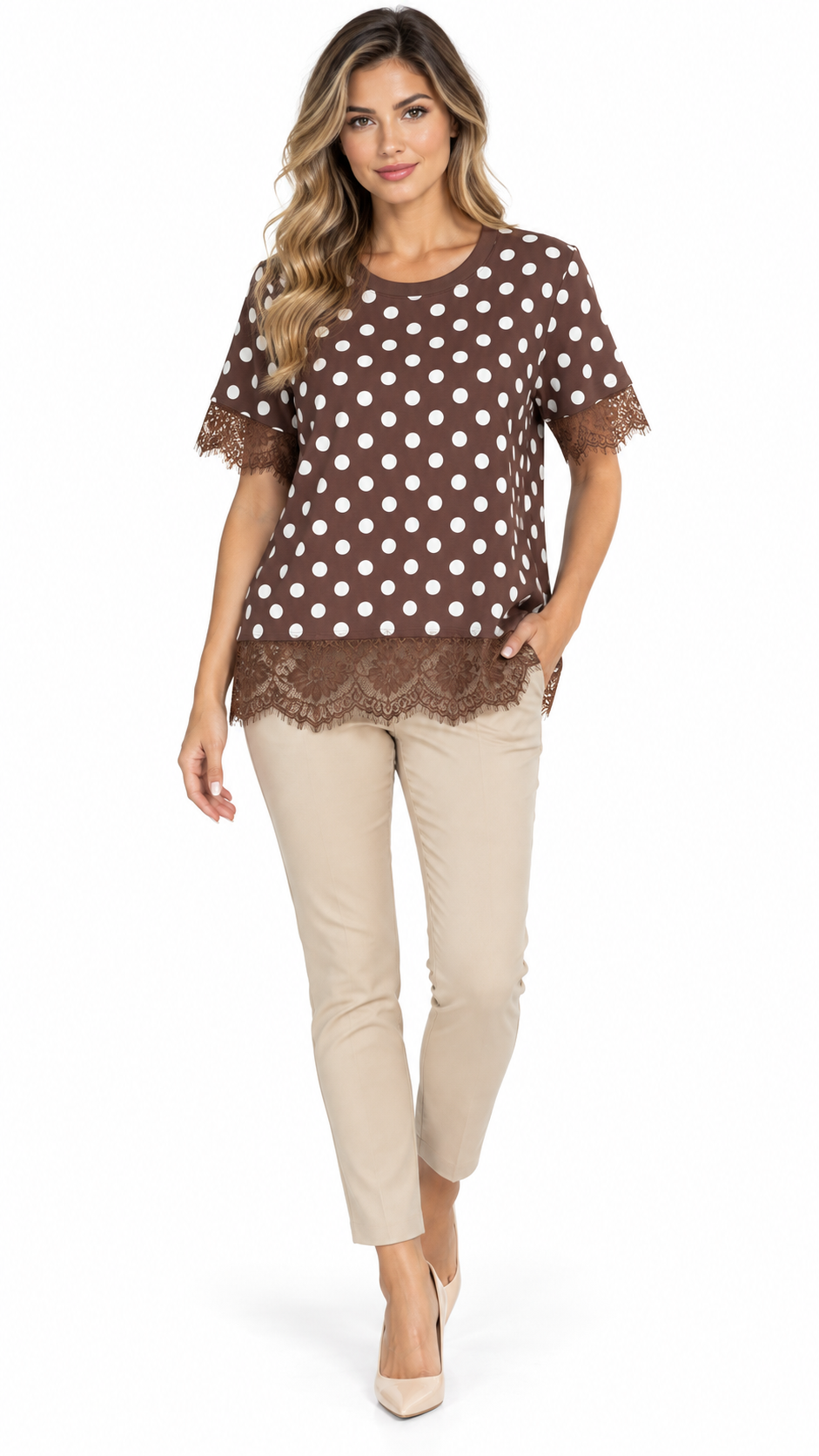 Blusa Colette de Lunares y Encaje