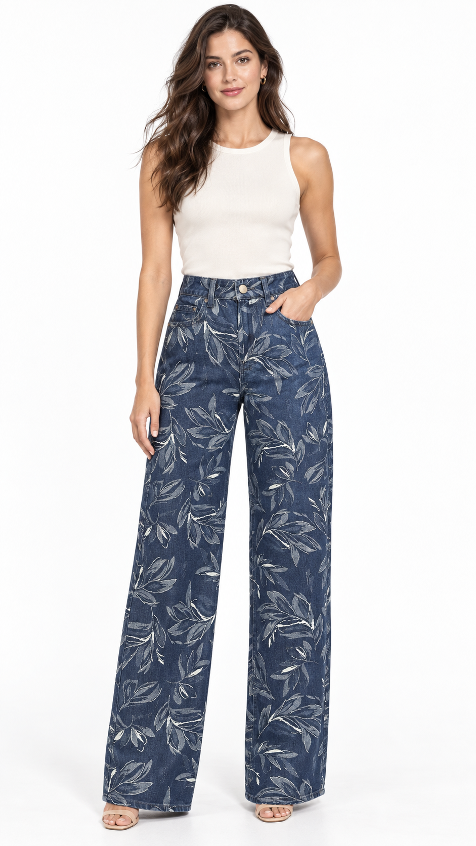 Jean Flora Wide Leg Estampado
