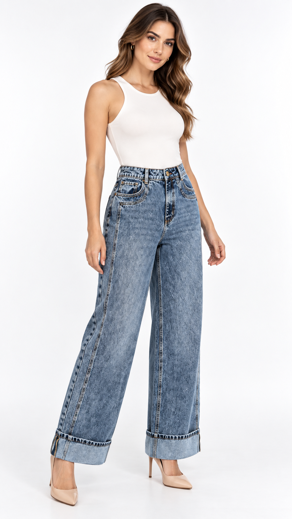 Jean Celeste Wide Leg Bota