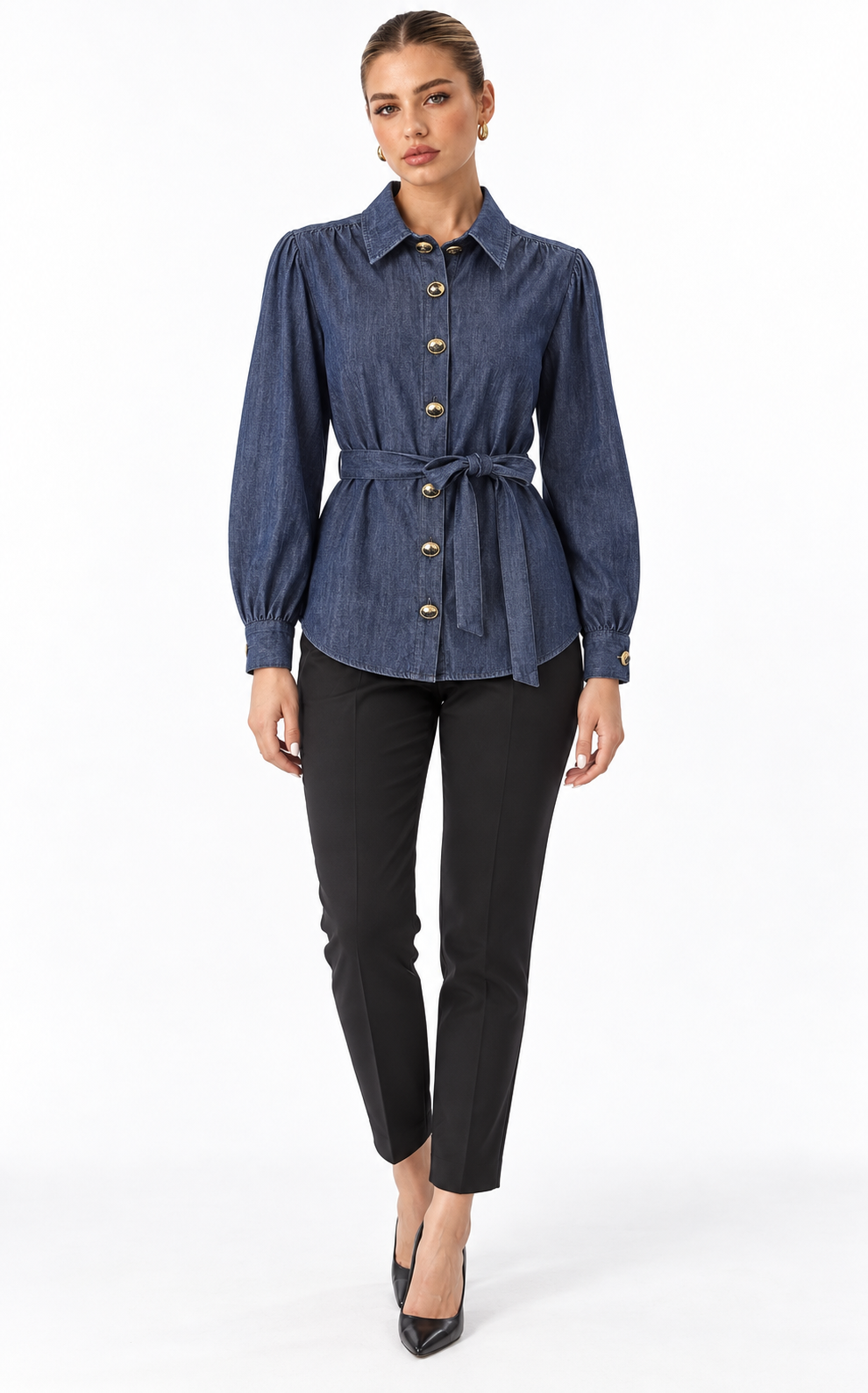 Blusa Denim con Cinturón