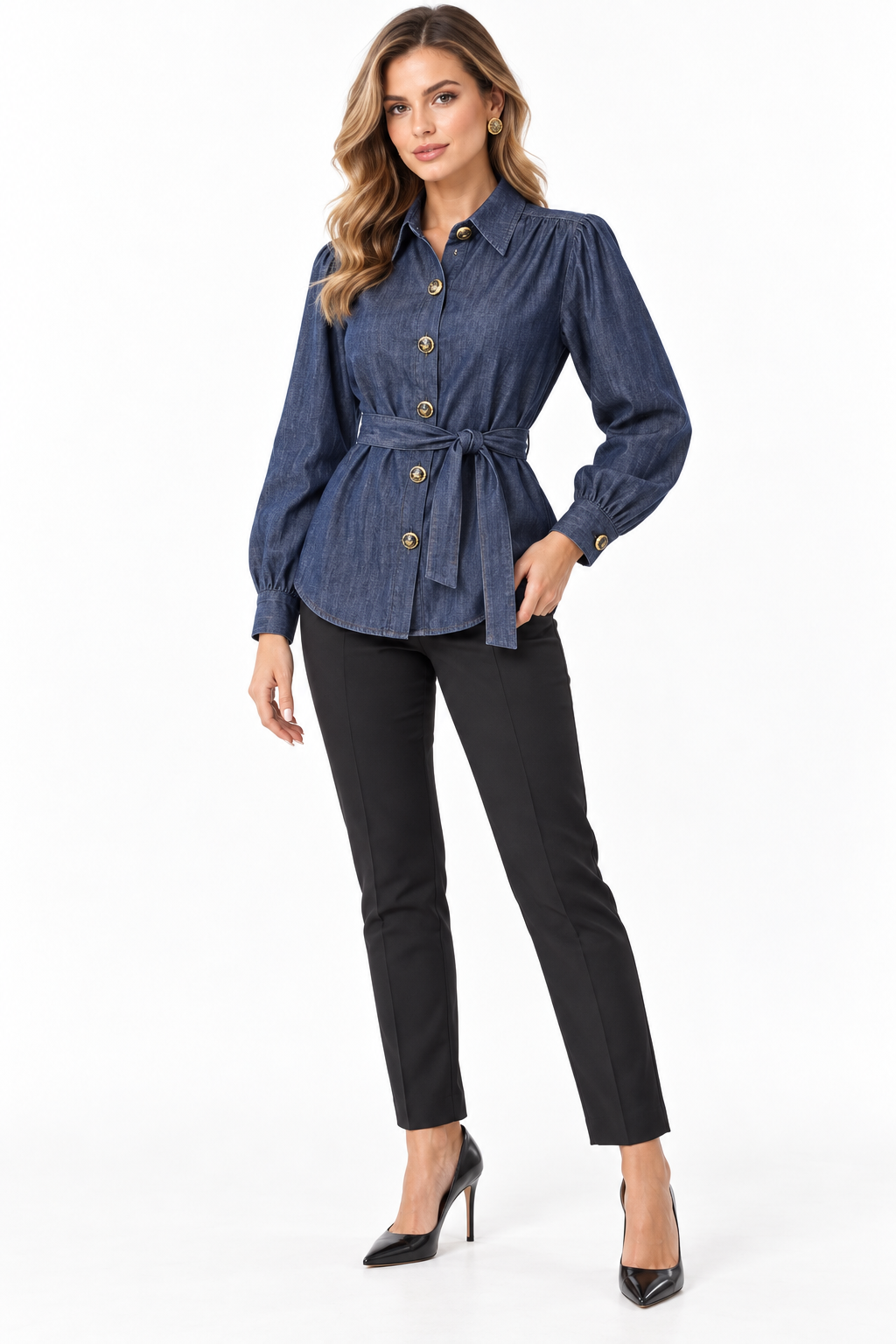 Blusa Denim con Cinturón