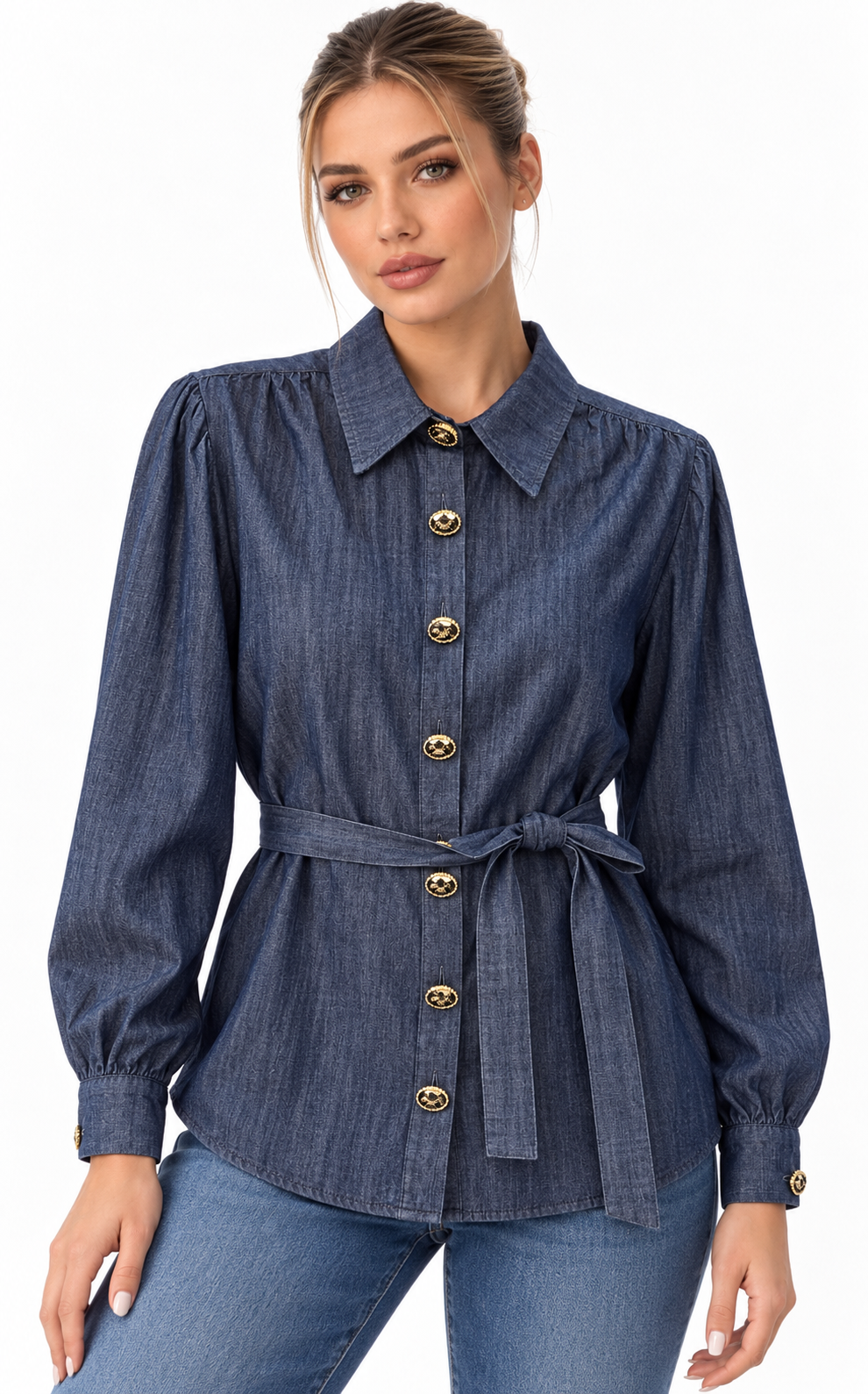 Blusa Denim con Cinturón