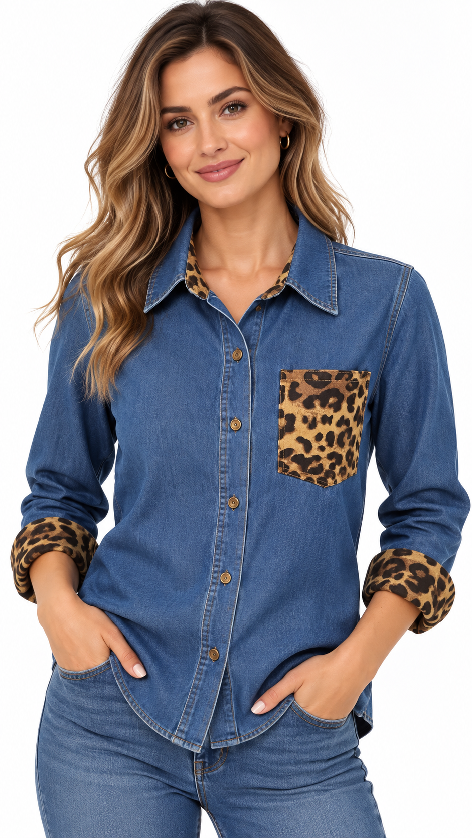 Blusa Kiara Denim Animal Print
