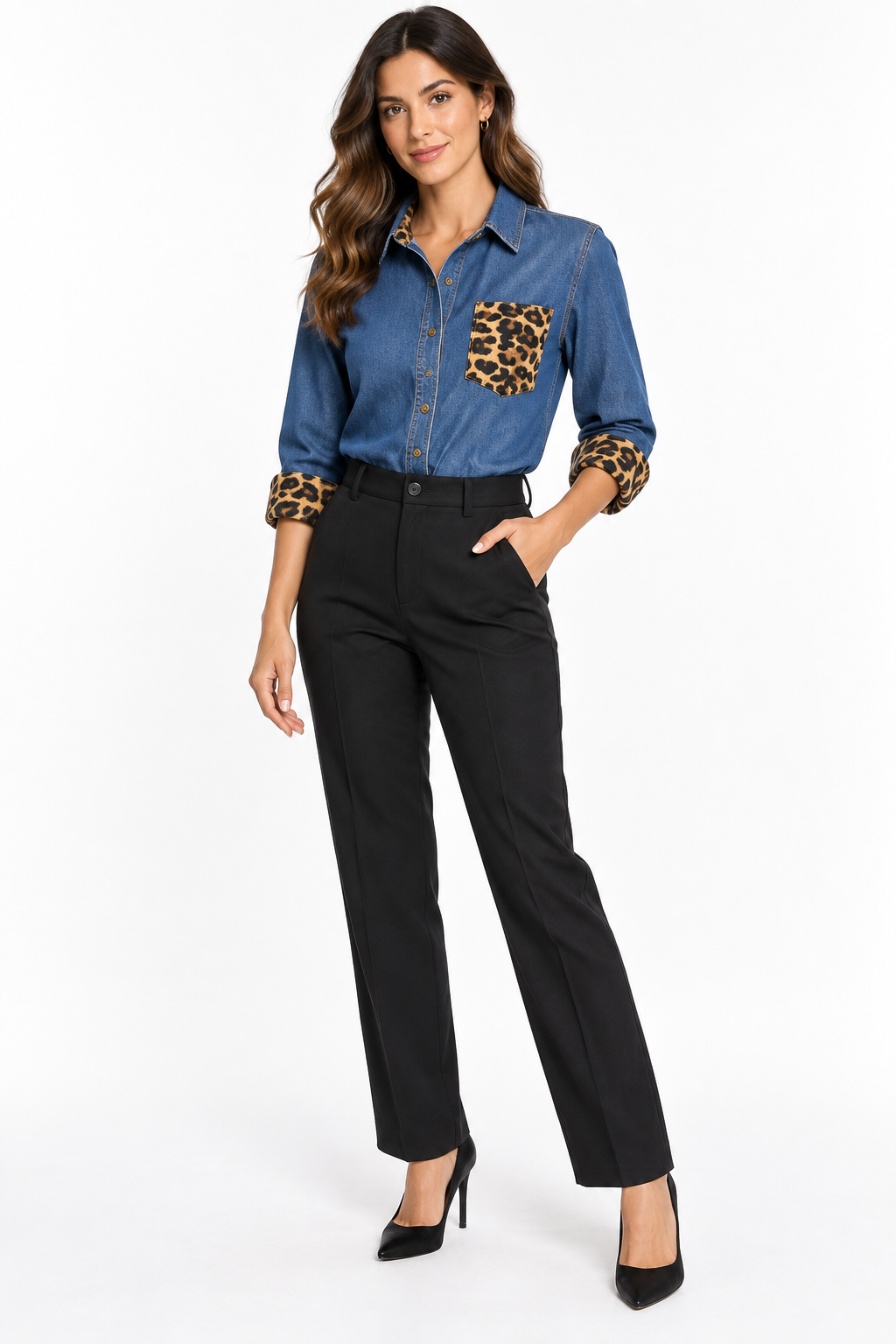 Blusa Kiara Denim Animal Print