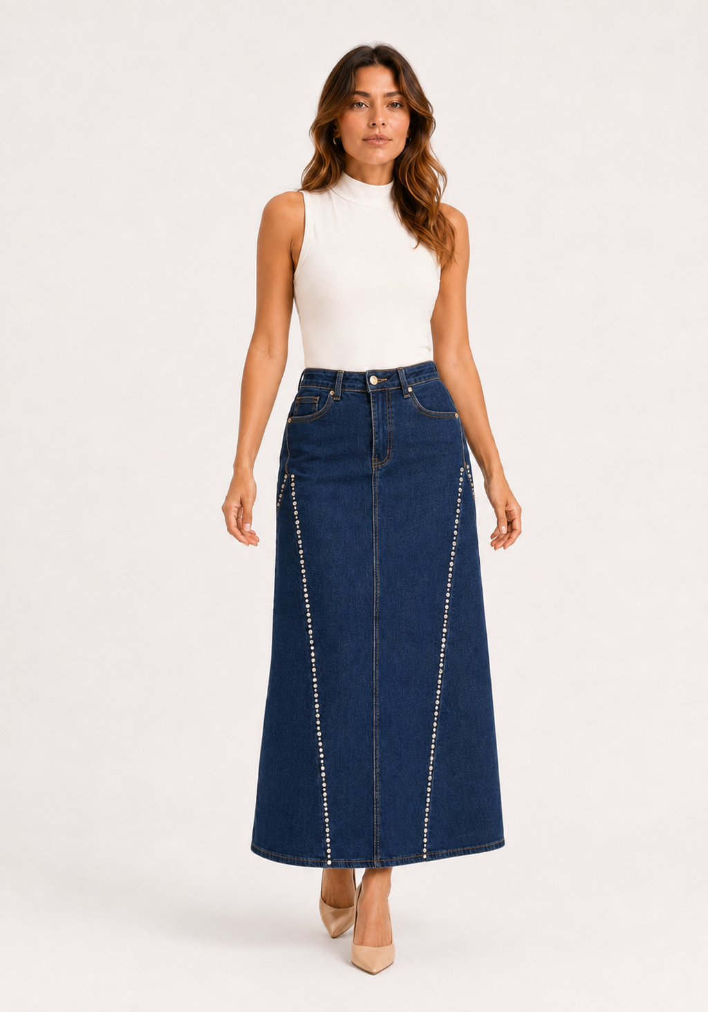 Falda Maxi Denim Crystal