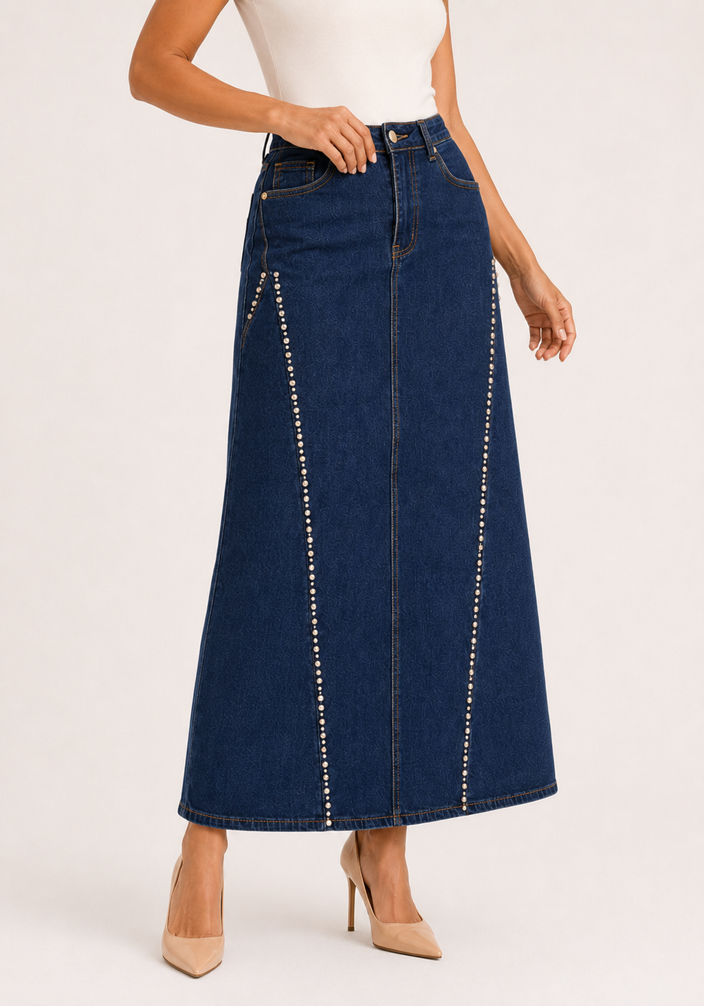 Falda Maxi Denim Crystal