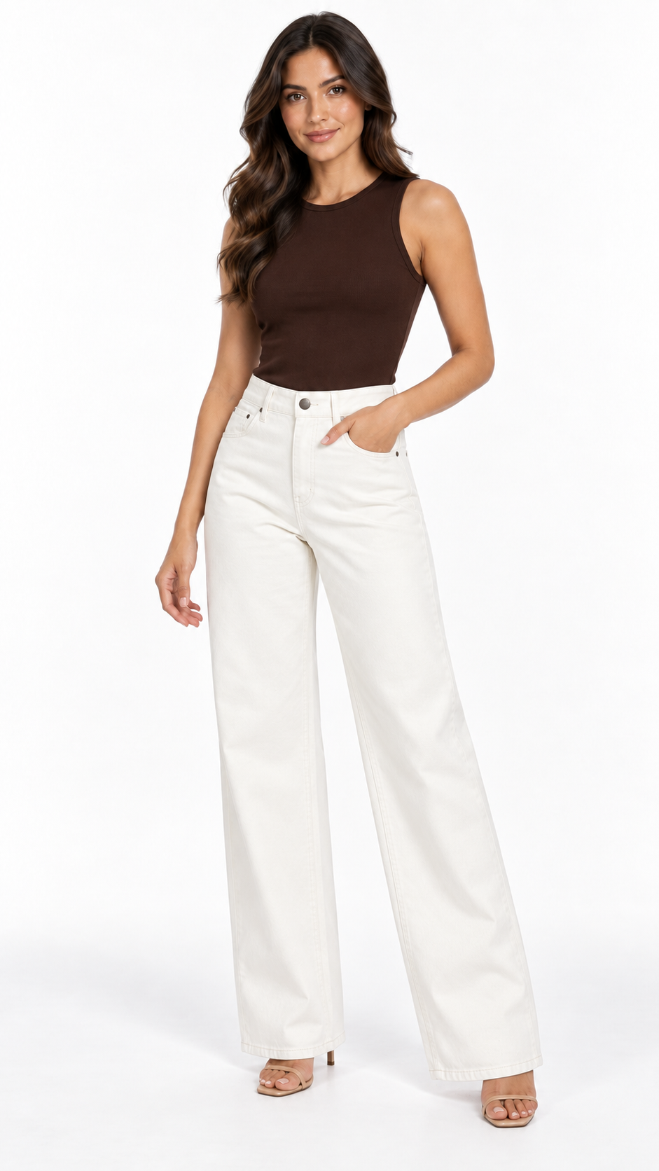Jean Marea Wide Leg Marfil